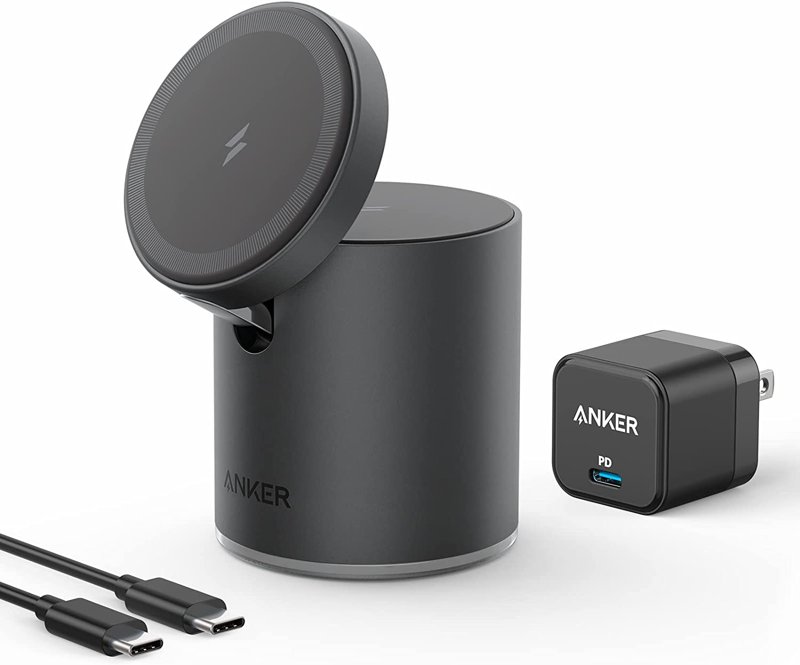 Anker 623 Magnetic Wireless Charger (MagGo) 2-in-1 Magnetic Charging Station with 20W USB-C Charger 5 ft USB-C Cable 7.5W