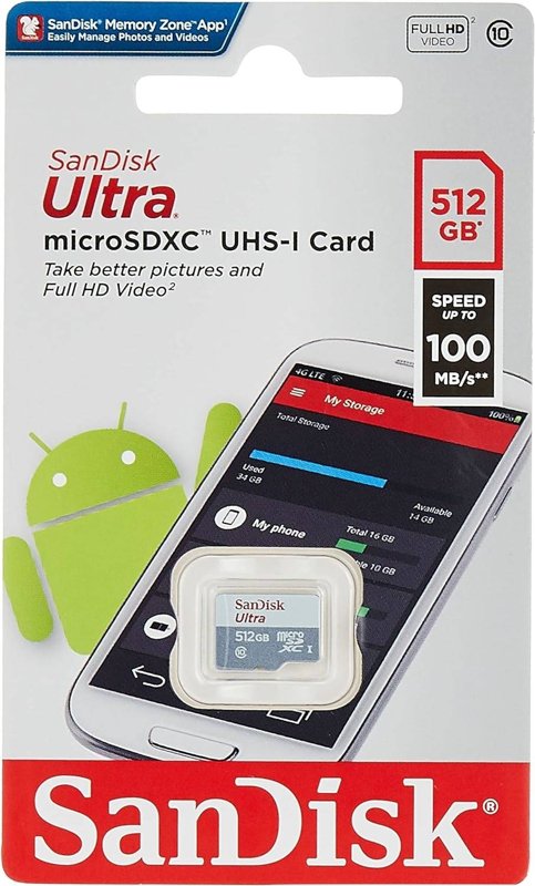 Sandisk Ultra 512Gb MicroSDXC Uhs 1 Card 100Mb/S