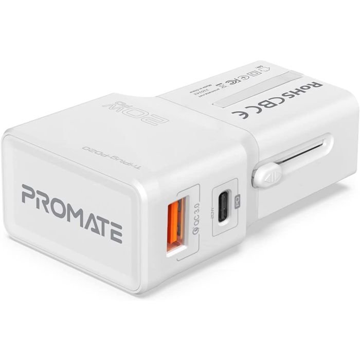 Promate TriPlug-PD20 Compact Universal Travel Adapter