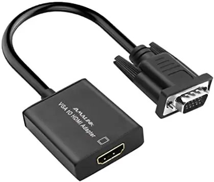 VGA Male To HDMI Female 1080p Adapter with Audio Jack Black