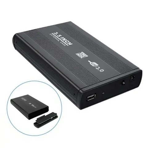 External Hard Disk Hand Carrying Zipper Case for 3.5" HDD Black