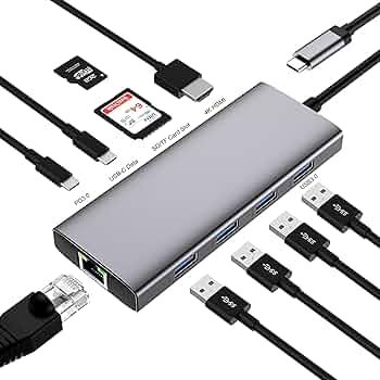 Type C to HDTV 10 in 1 Adapter MultiFunction USB Hub