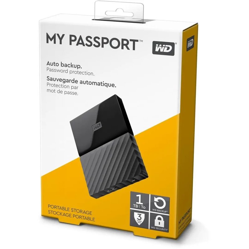 WD My Passport USB 3.0 External Portable Hard Disk Black 1TB(1000GB) Black