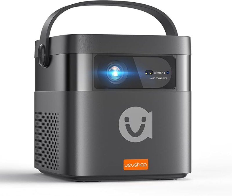 VEVSHAO V50 400ANSI DLP Projector Airplay Miracast Built-in 2 x 10W Speakers Android 9.0 TOF Focus 3D Portable Outdoor Movie Projector