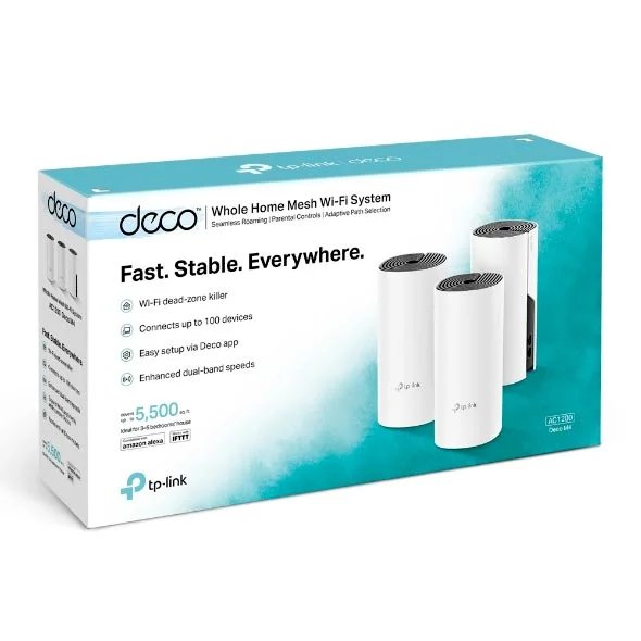 TP-Link Deco M4 AC1200 Whole Home Mesh Wi-Fi System (3 Pack) - TL-DECO M4 (3-PACK)