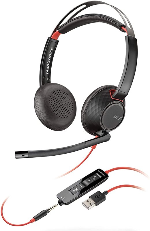 Plantronics Blackwire C5220 Wired Dual-Ear (Stereo) Headset with Boom Mic USB-A 3.5 mm to connect to your PC Mac Tablet and/or Cell Phone