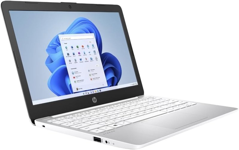 HP Stream 11-ak0030na Intel Celeron N4020 1.1GHz Up to 2.8GHz  4GB DDR4-2400 MHz RAM 64GB eMMC Plus SanDisk 128GB SD Card 11.6" HD Display Intel UHD Graphics 600 Dual Speakers-White