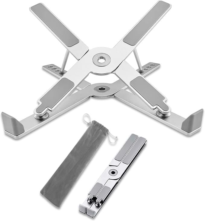 Folding Ergonomic Laptop Stand Metal Laptop Stand for Desk - Aluminium