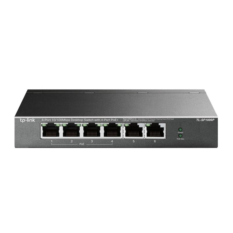 TP-Link 6-Port 10/100 Mbps Desktop Switch with 4-Port PoE+ TL-SF1006P