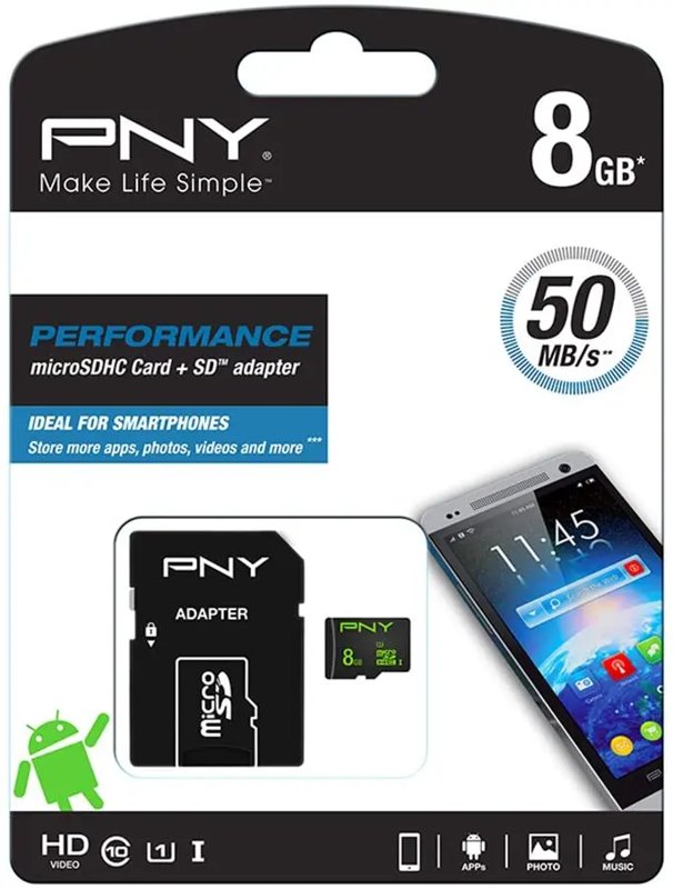 PNY 8GB Performance MicroSDHC Plus SD Adapter