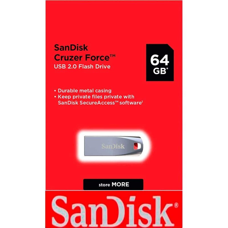Sandisk Cruzer Force 64GB Metallic USB 2.0 Flash Drive