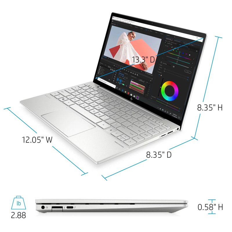 HP ENVY 13-ba1055nr Laptop 11th Gen Intel Core i7-1165G7 16GB DDR4 RAM 256GB PCIe NVMe M.2 SSD Intel Iris Xe Graphics 13.3" FHD IPS HP Wide Vision 720p HD Camera Audio by Bang & Olufsen Windows 11 Home 1 Year Manufacturer Warranty 