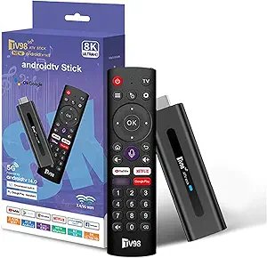 TV98 Android TV Stick 8K Ultra HD Video Android 14 ATV Mini Stick Quad Core WIFI Network Player TV Stick (2+16GB)