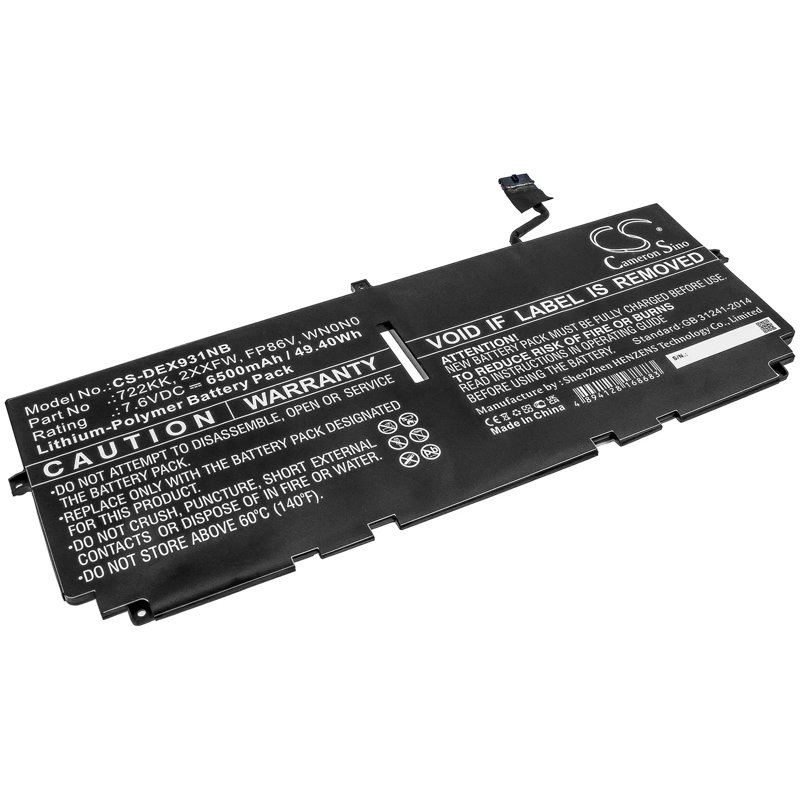 Dell XPS 13 9310 Battery 7.6V Li-Polymer 7.6V Li-Polymer Replacement