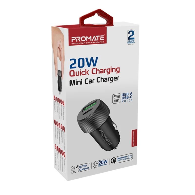 Promate DriveGear 20W Quick Mini Car Charger