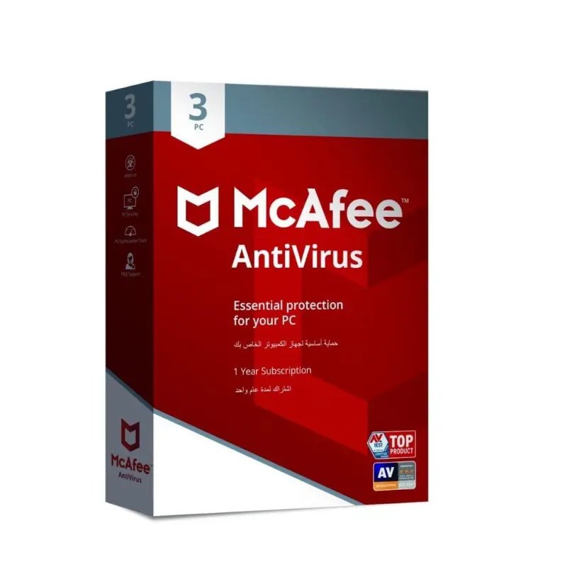 McAfee Antivirus 3 User 1 Year Subscription