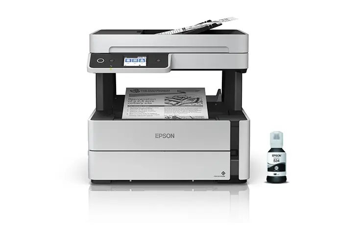 EcoTank Monochrome M3180 All-in-One Duplex Wi-Fi InkTank Printer Print Copy Scan and Fax Duplex Printing ADF Wi-Fi Wi-Fi Direct Ethernet USB Interface with LCD Touchscreen