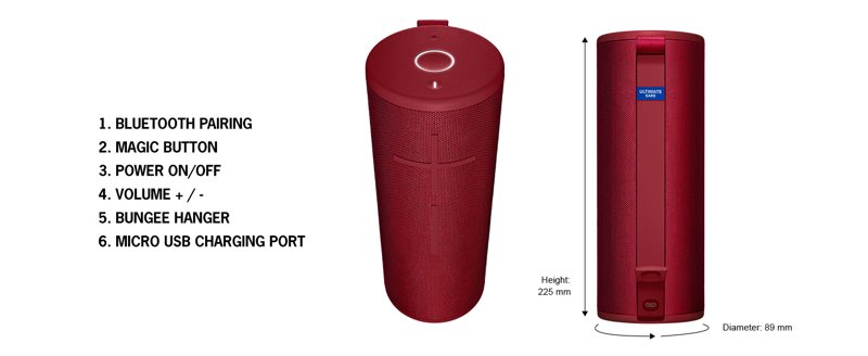 Ultimate Ears MEGABOOM 3 Portable Wireless Bluetooth Speaker (Powerful Sound + Thundering Bass, Bluetooth, Magic Button, Waterproof, Battery 20 Hours) - Night Black, Large