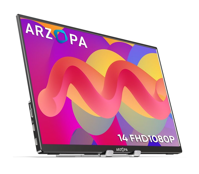 Arzopa A1S Ultra-Thin Portable Monitor with Kickstand 14" Ultra Slim Portable Laptop Monitor