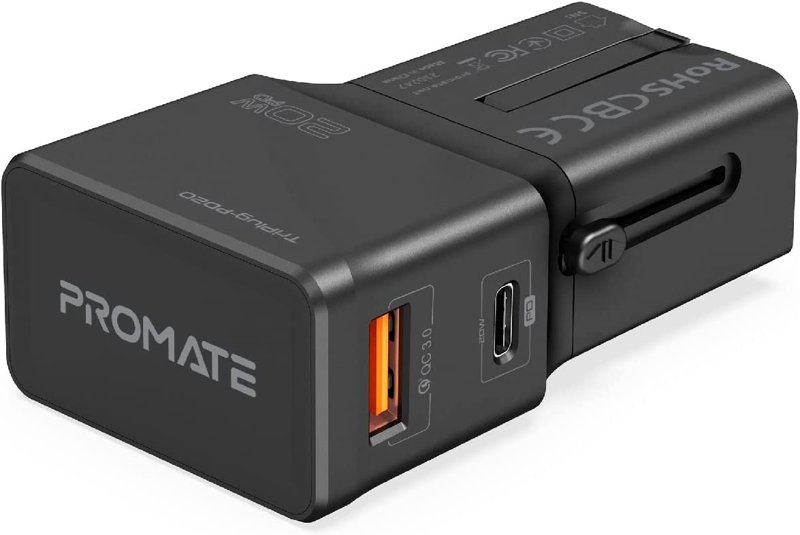 Promate TriPlug-PD20 Compact Universal Travel Adapter