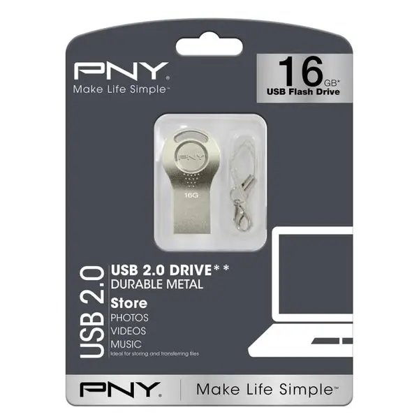 PNY 16GB Durable Metal USB 2.0 Flash Drive