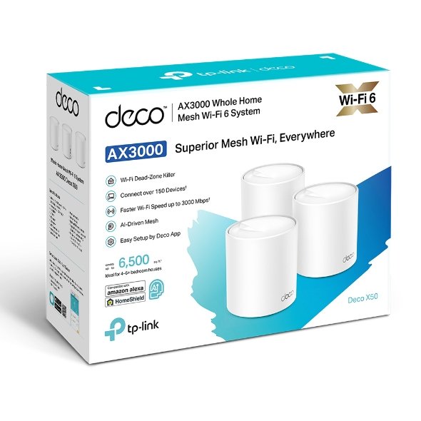 TP-Link Deco X50 AX3000 Whole Home Mesh WiFi 6 System (3 Pack) - TL-DECO X50-3