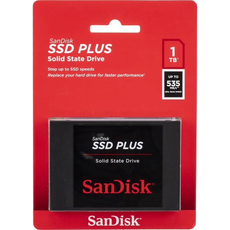 SanDisk SSD PLUS 1TB (1000) Internal SSD - SATA III 6 Gb/s 2.5"/7mm - SDSSDA-1T00-G26