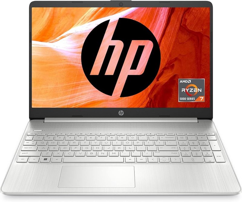 HP 14 Laptop AMD Ryzen 7 8GB DDR4 RAM 512GB PCIe SSD 14.0" Display Display AMD Radeon Graphics HD Webcam Bluetooth Wi-fi Windows 10 Silver Keyboard Markings On Screen Certified Refurbished 6 Months Warranty