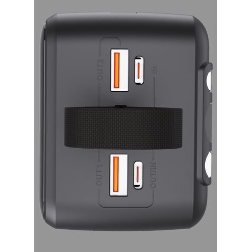 PIXOR 40,000mAh Power Bank (148Wh, 22.5W) 3 Built-in Cables (USB-C, Lightning, USB) 4 Outputs PixorPB-40225BK