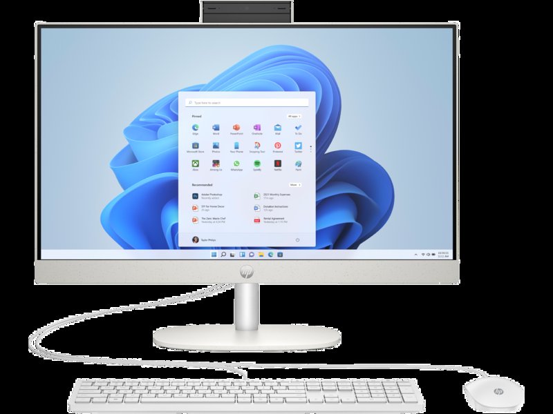 HP All-in-One 24-cr0009l PC (AV8L0PA) 13th Gen Intel Core i7-1355U 16GB DDR4 3200 SODIMM RAM 512GB PCIe NVMe M.2 SSD 23.8"FHD IPS Non-Touch Display Intel Iris Xᵉ Graphics HP True Vision 720p HD Tilt Privacy Camera HP 125 USB White Wired Mouse