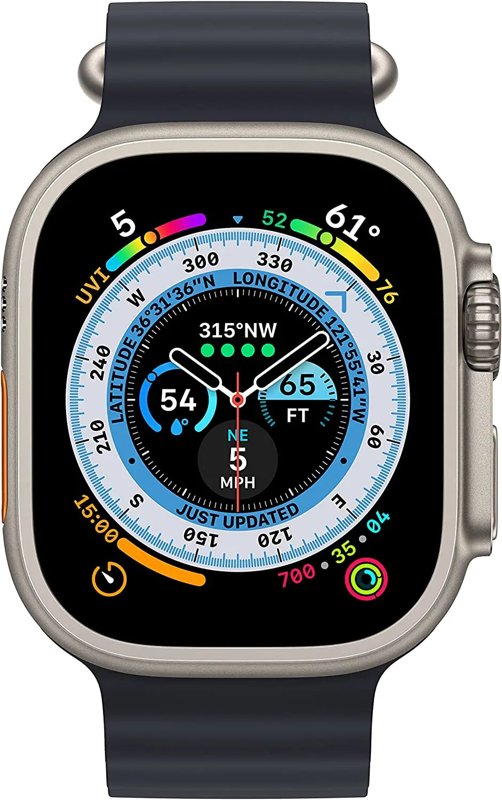Apple Watch Ultra 49mm Smart Watch With Rugged Titanium Case & Midnight Ocean Band Fitness Tracker Precision GPS Action Button, Extra-Long Battery Life Brighter Retina Display