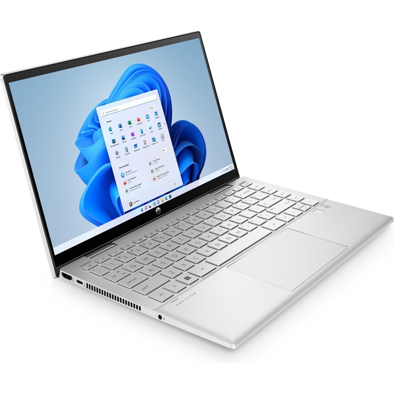 HP Pavilion 14 x360 Convertible 14-dw1040TU 14" FHD Touchscreen 11th Gen Intel Core i7-1165G7 8GB DDR4-3200 MHz RAM 512GB PCIe NVMe M.2 SSD Intel Iris Xe Graphics HP Wide Vision 720p HD camera Audio by B&O Windows 11 Home Silver Boxed Certified Refurbished 1 Year Warranty