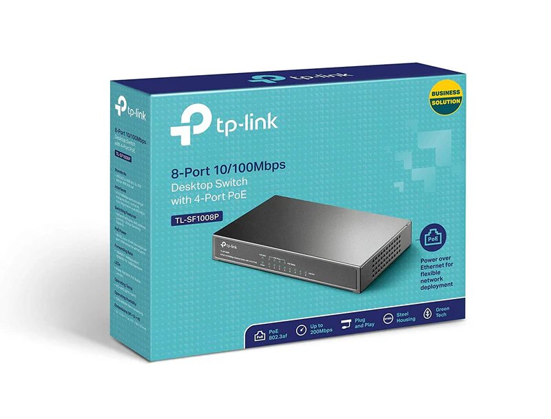 TP-Link 8-Port 10/100Mbps Desktop Switch with 4-Port PoE+ - TL-SF1008P