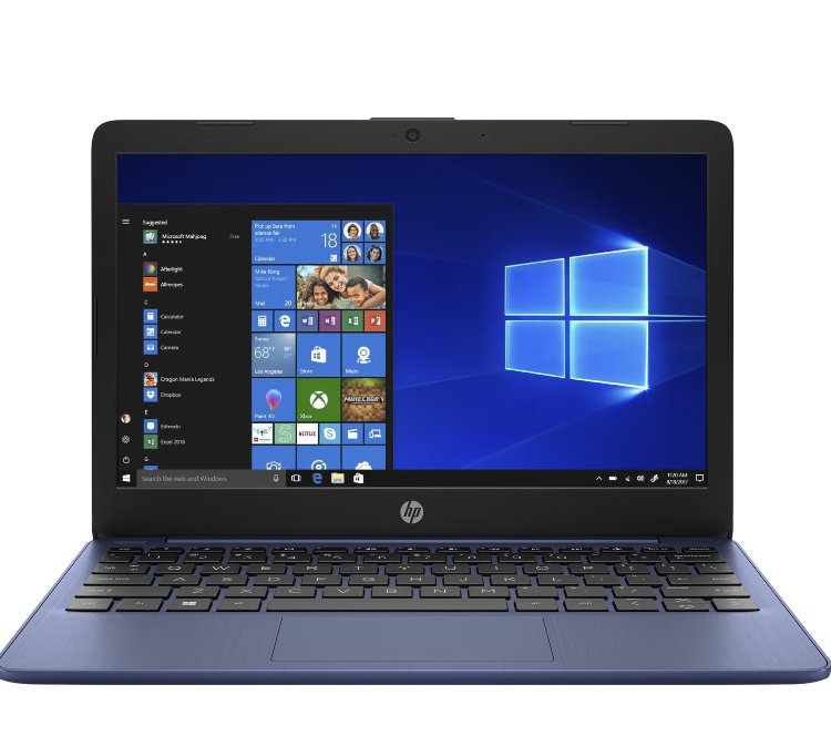 HP Stream 11-ak0029na Intel Celeron N4020 1.1GHz Up to 2.8GHz  4GB DDR4-2400 MHz RAM 64GB eMMC 11.6" HD Display Intel UHD Graphics 600 Dual Speakers-Blue