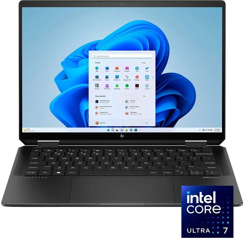 HP SPECTRE Ultra 7 x360 14-eu0013dx Laptop Series 1 Ultra 7 CPU 155H 16GB RAM 1TB SSD Intel Arc Graphic 14.0" 2.8K UWVA OLED Display Poly Studio Fingerprint Reader HP 9MP IR Camera 4 Cell Win 11 1 Year Dealership Warranty