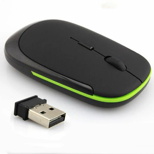 G115 2.4G 2.4GHz Wireless Mouse Optical for PC MAC Laptop Desktop Black with Green stripe