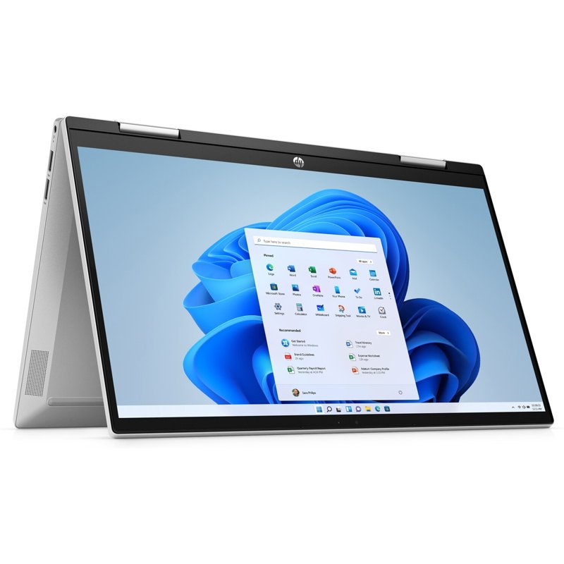 HP Pavilion 14 x360 Convertible 14-dw1040TU 14" FHD Touchscreen 11th Gen Intel Core i7-1165G7 8GB DDR4-3200 MHz RAM 512GB PCIe NVMe M.2 SSD Intel Iris Xe Graphics HP Wide Vision 720p HD camera Audio by B&O Windows 11 Home Silver Boxed Certified Refurbished 1 Year Warranty