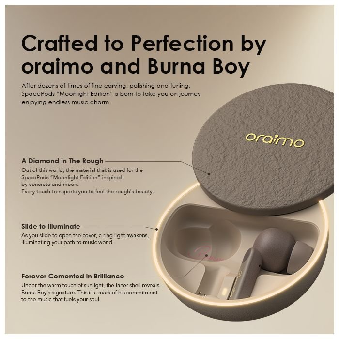Oraimo SpacePods x Burna Boy ANC True Wireless Earbuds