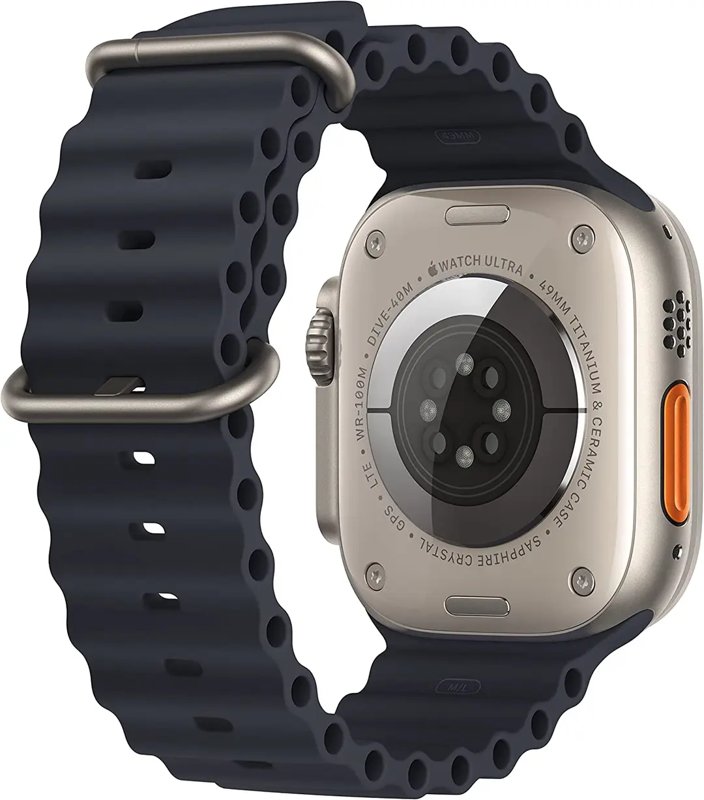 Apple Watch Ultra 49mm Smart Watch With Rugged Titanium Case & Midnight Ocean Band Fitness Tracker Precision GPS Action Button, Extra-Long Battery Life Brighter Retina Display