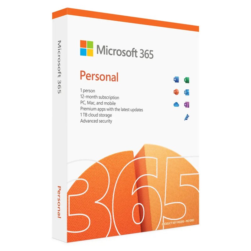 Microsoft Office 365 Personal Single License 1TB OneDrive Cloud Storage Advance Security PC/Mac