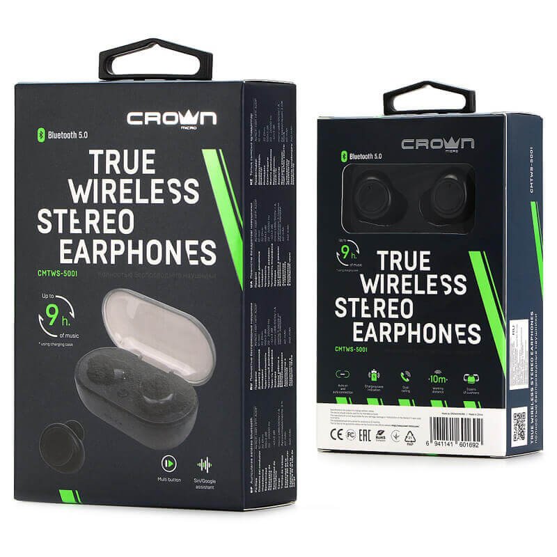 Crown Micro True Wireless Stereo Earphones CMTWS-5001 Earbuds