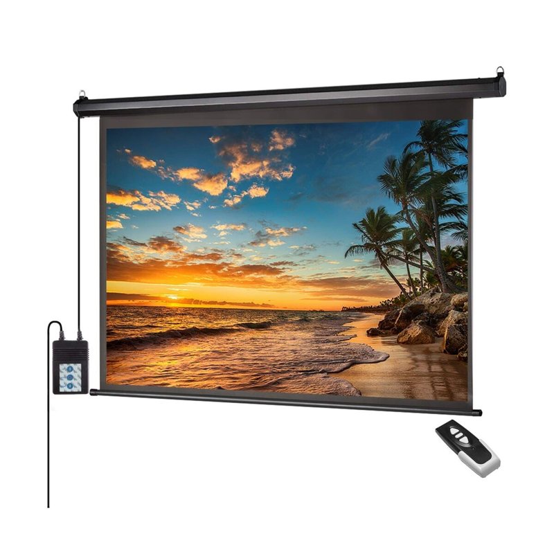 100cm x 100cm Electric Projector Screen Matte White With Remote Control 1:1 Aspect Ratio