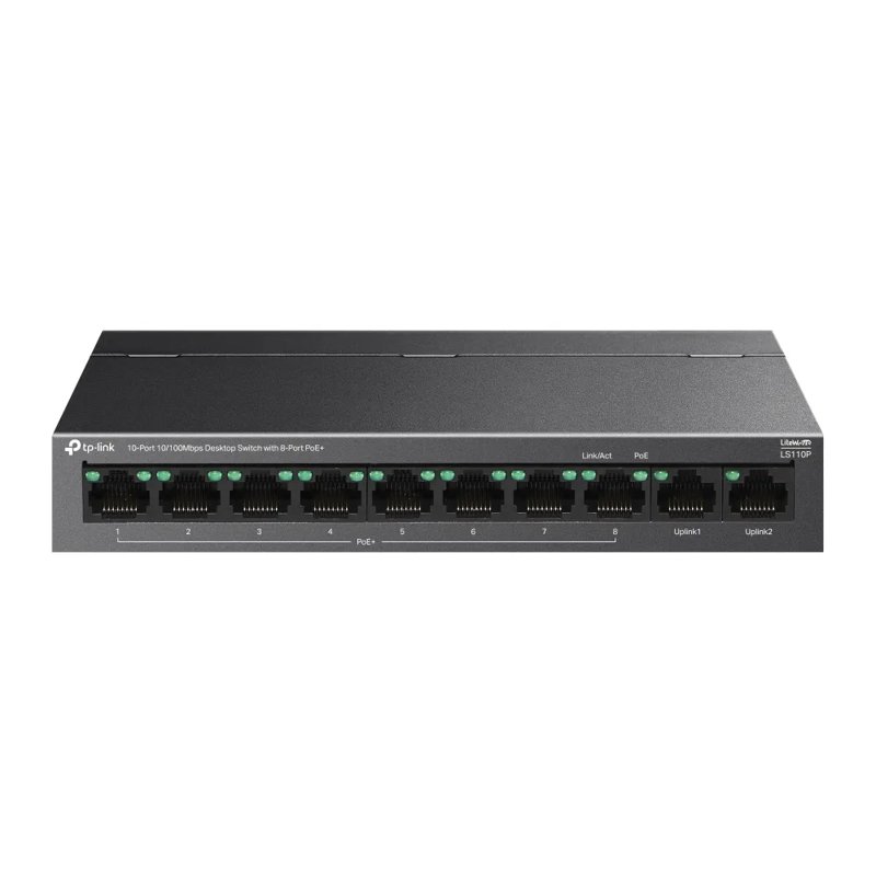 TP-Link TL-LS110P 10-Port 10/100Mbps Desktop Switch With 8-Port PoE+
