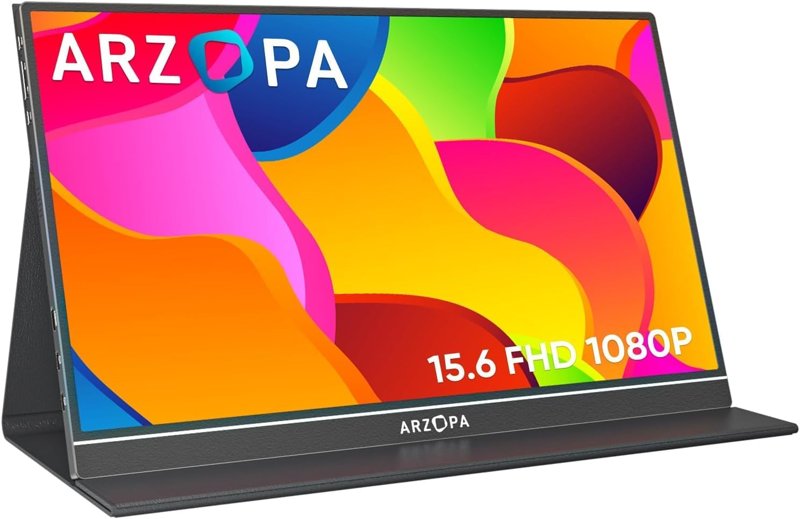 ARZOPA A1 Portable Monitor 15.6'' 1080P FHD Laptop Monitor USB C HDMI Computer Display HDR Eye Care External Screen Compatible With PC Mac Smartphones Xbox PS5 Switch