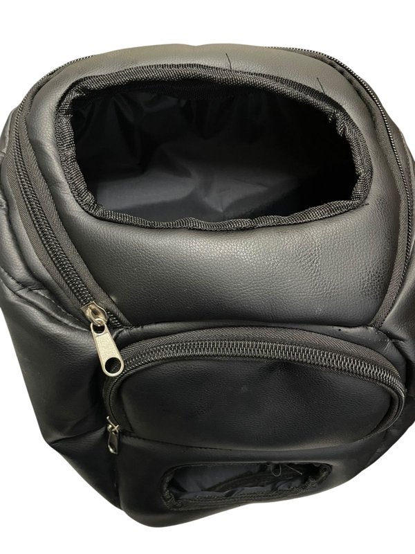 Saruk Branded Faux Leather Pet Carrier Backpack with Zipper Closures