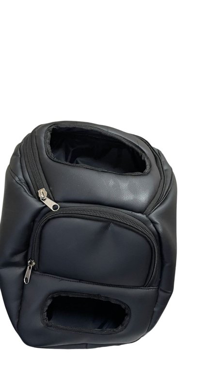 Saruk Branded Faux Leather Pet Carrier Backpack with Zipper Closures