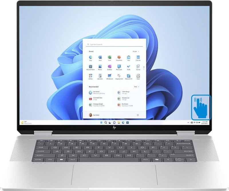 HP Envy 16-ac0033dx x360 Laptop Intel Core Ultra 7-155U 32GB LPDDR5 RAM 2TB SSD 16″ Touch Display Intel Arc Graphics Windows 11 Glacier Silver Eng-Backlit Keyboard 1 Year Manufacturer Warranty