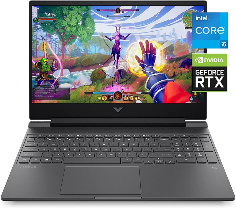 HP Victus 15-fa0025nr 12th Gen Intel Core i5-12450H 144Hz 15.6" FHD LED Display 8GB RAM 512GB PCIe NVMe TLC M.2 SSD Bluetooth HD Webcam WiFi Backlit Keyboard 4GB Dedicated NVIDIA GeForce RTX 3050 GPU Enhanced Thermals Windows 11 Home 1 Year Warranty