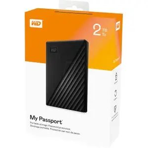 WD My Passport USB 3.0 External Portable Hard Disk Black 2TB(2000GB) Black
