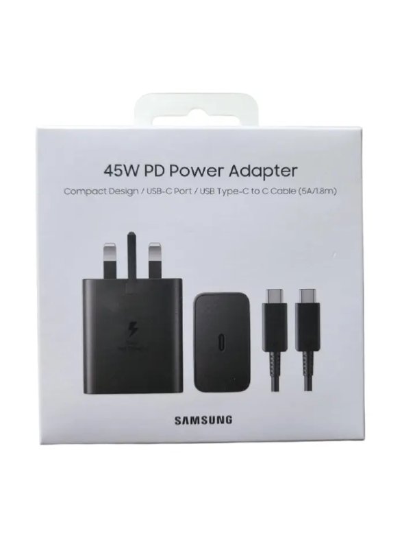 Samsung 45W PD Charger Adapter With USB Type C To Type C Cable- Original
